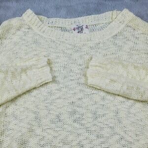 Hippie Rose Sweater Womens Med Ivory Lace‎ Trim Long Sleeve Crew Pullover BOHO